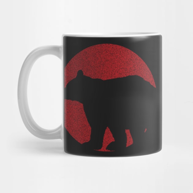 Distressed Minimalist Red Sun Bear Silhouette by pelagio